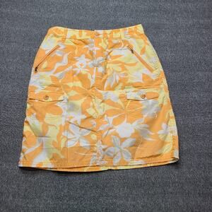 Columbia Skirt Womens 6 Yellow Orange Floral Print 100% Cotton Pockets Outdoors